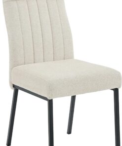 Hela Tische, Catania - Silla de Comedor de Cocina, Funda de Tejido Beige, Asiento cómodo, Cesta con muelles, Tubo Redondo, Patas de Metal, soporta 140 kg, Certificado Oeko-Tex, Libre de PFCfree