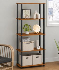 Furinno Turn-N-Tube - Estantería de Almacenamiento de 5 Niveles sin Herramientas, Estante de Roble para Libros, estantería de Almacenamiento Abierta, para organización y Almacenamiento, Sala de Estar