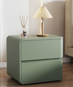 Organizador Almacenamiento Clásica,Muebles de Dormitorio Mesilla de Noche,Mesitas de Noche de Madera,con 2 cajones,para Dormitorio, Sala de Estar, Pasillo. ( Color : Green , Size : LEFT_40X40X47CM )