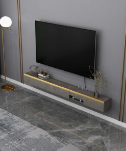 Soporte de TV ligero de lujo flotante mueble TV de pared con puerta abatible mueble TV con espacio de almacenamiento y armario de pared para consola multimedia en la sala de estar.(Gray,120x19.4x16.8C