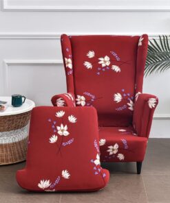 Funda elástica for sillón orejero de 2 Piezas, Funda de sofá de 1 Plaza con Funda de cojín, Lavable y extraíble for Bar, Sala de Estar, Dormitorio, recepción(Fiore Rosso)