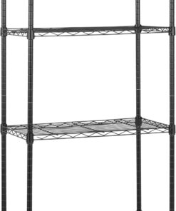 Amazon Basics Unidad de almacenamiento estrecha de 4 baldas con estantes ajustables en altura y pies niveladores, peso máximo de 363 kg, Negro, 34 x 58.9 x 121.9 cm (D x W x H)