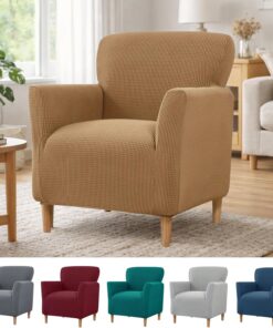 Funda elástica para sillones con reposabrazos, tejido jacquard elástico, funda para sillones de club, funda elástica para sillones y sillas tapizadas, ajuste universal para salón, oficina
