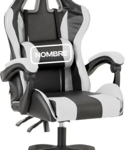 Baroni Home – Silla De Gaming Personalizable Blanca y Negra, Silla Ergonómica de Oficina con Respaldo Regulable de 90° a 120°, con Reposacabezas, reposabrazos y Soporte Lumbar. Rotación de 360°