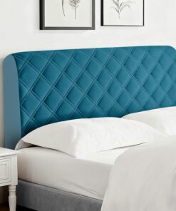 Funda para Cabecero Protector de Funda de Cabecera de Cama Funda Elástica Tejido de Terciopelo Suave para Dormitorio Azul Océano Profundo 200cm