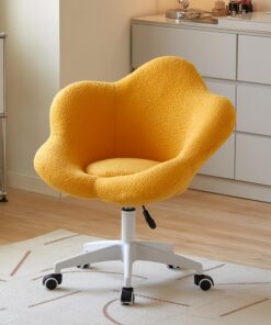 Taburete de tocador, Silla de Maquillaje, Giro de 360°, Altura Ajustable, fácil de Montar, Adecuado para dormitorios y tocadores,Amarillo,Nylon Feet