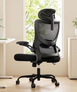 Marsail Silla de Oficina ergonómica con Soporte Lumbar Ajustable, reposacabezas y reposabrazos, Altura Regulable y función basculante