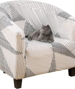 Lydevo Funda de Sillón Elásticas 2 Piezas Funda para Sillón Chesterfield con Funda de Asiento Elegante Cubierta de Sillón Extraíble Lavable Protector para Sillón,Linea Blanca