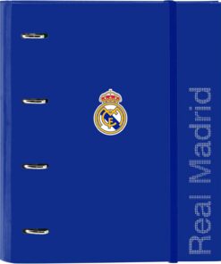 Safta REAL MADRID - Carpeta 4 Anillas de 35 cm con 100 Hojas A4, Ideal para Niños de Diferentes Edades, Cómoda y Versátil, Calidad y Resistencia, 27x3.5x32 cm