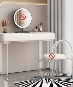 Tocador Flotante de Madera Maciza con Patas de acrílico, Mesa de Maquillaje para Dormitorio, cajones de Apertura por presión, Acabado Lacado al Horno.(White,70cm/27.6in)