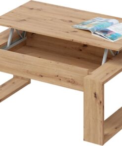 Habitdesign Mesa de Centro elevable, Mesita para Salon, Mesa Auxiliar, Modelo Nova, Acabado en Color Roble Nodi, Medidas: 105 cm (Largo) x 55 cm (Ancho) x 45-54 cm (Fondo)