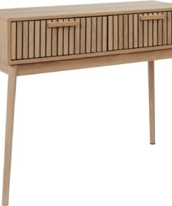HOME DECO FACTORY - HD0090 - Consola de Madera con 2 Cajones para Salón o Entrada - Diseño Elegante y Práctico - Dimensiones 100x80x35 cm - Color Marrón - Idea de Regalo | Madera de ingeniería, consola modelo Klaus, 2 cajones, salón o entrada, diseño elegante, 100 x 80 x 35 cm, marrón