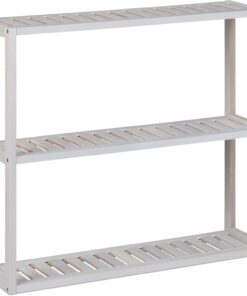 Relaxdays Estantería de Pared Nogal, 3 Baldas, 54x60x15 cm, Estante Madera Estrecho para Baño, Cocina, Colgante, Blanco