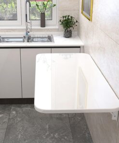 Escritorio Plegable de Pared para Ordenador, Ideal para Estudio, Dormitorio, lavandería, balcón o Cocina. Mesa Plegable con Estante de Pared abatible. Escritorio Flotante Que Ahorra Espacio