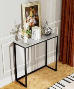 FATIVO Mesa Consola Recibidor de Marmol 80 cm, Mesa de Entrada Estrecha Mesa Auxiliar Recibidor para Salón Dormitorio Pasillo, 80x30x78 cm