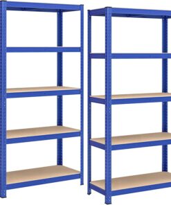 SONGMICS Juego de 2 Estanterías Almacenaje de 5 Niveles, Estantería Metálica, Modular, Garaje, Almacén, Trastero, Cocina, Carga de 875 kg, 40 x 90 x 180 cm, Azul GLR040Q02