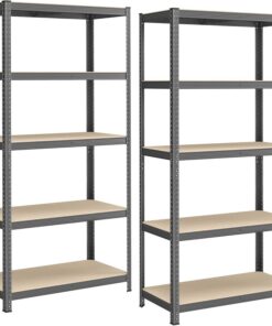 SONGMICS - Estantería de Almacenamiento de 5 Niveles, 50 x 100 x 200 cm, Capacidad 600 kg, Tablas Regulables, Estilo Industrial, para Cocina, Sala de Estar, Gris Niebla GLR050G02