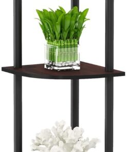 Furinno Estante De Esquina Cereza Oscura y Negro 5 niveles