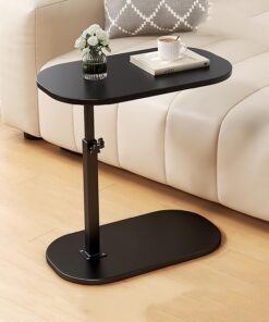 Mesa auxiliar de madera pequeña, mesa de centro para sofá: forma C, altura ajustable, sofá mesa de café móvil, mesa de café pequeña, mesa lateral para ordenador portátil, soporte para sala de