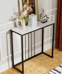 FATIVO Mesa Consola Recibidor de Marmol 80 cm, Mesa de Entrada Estrecha Mesa Auxiliar Recibidor para Salón Dormitorio Pasillo, 80x30x78 cm