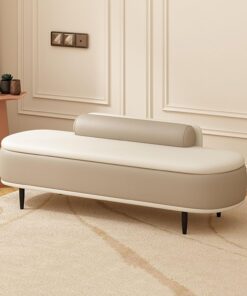 Banco de almacenamiento, Otomana tapizada de cuero de PU para el extremo de la cama del dormitorio, con gran espacio de almacenamiento para sala de estar, entrada, dormitorio(Camel+off-white,100cm)