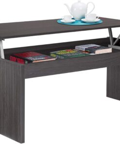 Mesa de Centro Elevable, Modelo Zenit, Mesita Salon Comedor, Acabado en Gris Ceniza, Medidas: 102 cm (Ancho) x 43/54 cm de (Alto) x 50 cm (Fondo)