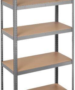 Relaxdays Estantería para carga pesada de 875 kg, 5 niveles para enchufar, sótano, garaje, acero, 180 x 90 x 45 cm, color gris