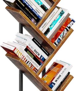 Coleshome Estantería de Árbol, Librería de Pie con 6 Niveles 110cm Marrón | Montaje Fácil Compacto Estante Diseño Único Bonito Decorativo Antivuelco 40-60 Libros para Salón Dormitorio Oficina