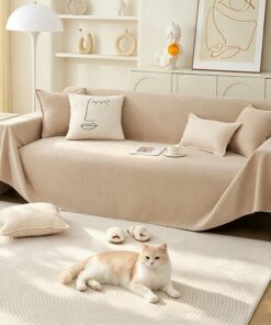 PETCUTE Fundas de Sofa, Protector Funda Sofa Cómodo y Suave, Fundas Sofá 1/2/3 Plazas,Universal, Reversible,Funda Sofas Gatos y Perros Mascotas,Cubierta Protectora de Sofá,Té con Leche,180 * 300cm