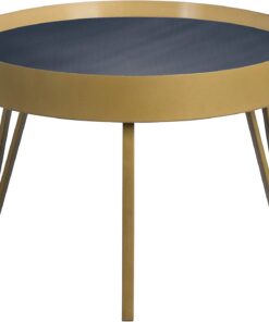 M2 Kollektion HomeTrends4You Tom 2 - Mesa de Centro (Metal, diámetro 60 cm, Altura 41 cm), Color Negro y Dorado