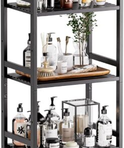 HITNET Estantería de Bambú de 5 Niveles con Estantes Ajustables, Organizador de Almacenamiento de Baño de pie, Soporte de Exhibición de Flores de Plantas, Negro