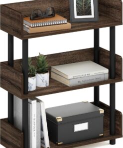 Furinno Turn-N-Tube Expositor sin Herramientas de 3 Niveles, Nogal
