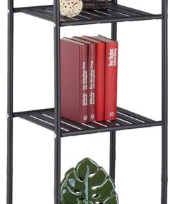 Relaxdays Estantería Metálica, Acero, 145x33x28 cm, Estante Baño y Cocina, 5 Baldas, Librería Metal, sin Fondo, Negro