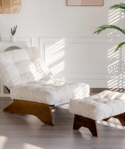 MAXYOYO Sillón de Acento con Reposapiés y Respaldo Regulable, Sillón Lounge Acolchado Modelo Moderno, Sillón Relax Cómodo para Sala de Estar, Rincón de Lectura