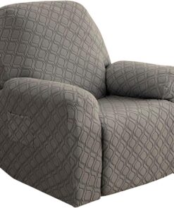 ele ELEOPTION Funda para sofá, elástica, funda para sofá de 1 plaza con bolsillo lateral, para sillón reclinable, relajación y masaje, 4 piezas, tela Jacquard (Gris topacio)