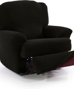 FAVERTI® Funda Super Elástica Sillón Relax de 70 a 90cm | Modelo NOVELE | Negro | Funda sillón reclinable pies Separados | Protector de Calidad de Tejido Jacquard Tacto algodón