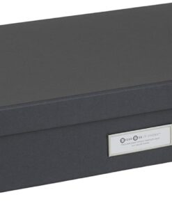 Bigso Box of Sweden Caja archivadora para documentos de tamaño A3 – Caja de almacenamiento con tapa y etiqueta – Organizador de cartas de tablero de fibras y papel – gris oscuro