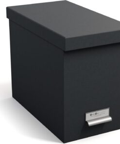 Bigso Box of Sweden Caja archivadora con tapa – Elegante organizador de documentos con 8 carpetas colgantes – Caja clasificadora de tablero de fibras y papel – gris oscuro