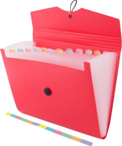 D.RECT 5580 Carpeta de archivos extensible A4 | Acordeón Carpeta Clasificadora de documentos con 12 Compartimentos | Carpeta de Acordeon | color rojo