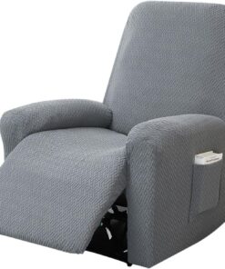 Protector de sillón para sillón reclinable, funda de sofá dividida elástica todo incluido, 4 piezas, lavable, resistente a la mancha, color Gris Claro
