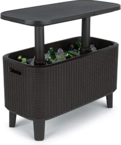 Keter Bevy Bar - Mesa Nevera para Exterior y Jardín, Capacidad 60L, Color Grafito