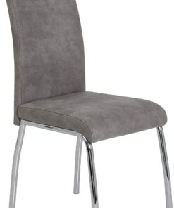 Hela Susi Silla de Comedor con tapizado en Color Gris de Estilo Vintage, Estructura cromada, Respaldo con asa, Capacidad de Carga 120 kg, Paquete de 1 Unidad
