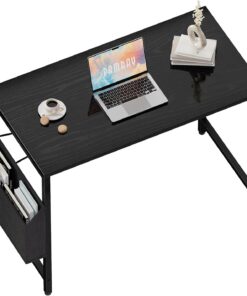 PAMRAY 80x40cm Escritorio para Computadora Escritorio Pequeño para Casa Oficina con Bolsa de Almacenamiento y Gancho para Audífonos, Mesa Compacta para Espacios Pequeños, Fácil Montaje