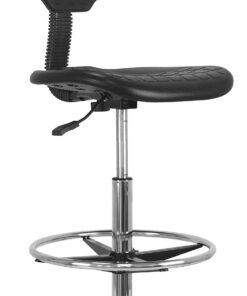 WAYTEX ATIK Asiento Alto de Trabajo Asiento y Respaldo ergonómico, Altura Regulable 57 – 81 cm con reposapiés de Metal Cromado, Giratorio 360 °