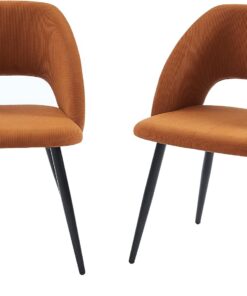 BAITA - Juego de 2 sillas Vintage de Pana Terracota, Patas metálicas, Color Negro