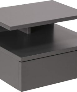 AC Design Furniture Fia mesita de noche, al.: 22,5 × an.: 32 × lar.: 35 cm, Gris claro, MDF, 1 pza.