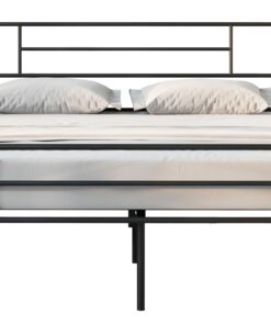 Novilla Somier 160 x 190 metálico, Altura 30,5 cm, Estructura Cama 160x190 con Patas, Moderna y metálica, con cabecera para Dormitorio o habitación de Invitados, Negro.