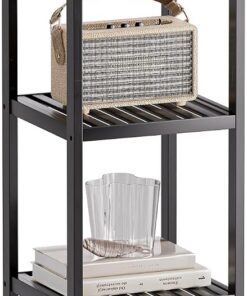 SMIBUY Estante de Almacenamiento para el baño, Organizador de estantería de bambú de 5 Niveles, Unidad de estantería Multifuncional para la Sala de Estar, el Dormitorio y la Cocina (Negro)