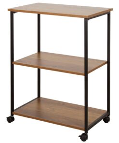 AKTIVE MAX Home Estantería con Ruedas, 3 estantes, 48x30x62 cm, Acero y Madera, Fácil Montaje, Resistente, Duradera, Muebles de salón, Estanterías Madera, Librería (18457)