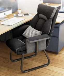 Sillón reclinable ergonómico de Tela para Oficina, Dormitorio, balcón, sofá de Ocio con reposabrazos en Forma de L y Respaldo Negro (sin Respaldo)